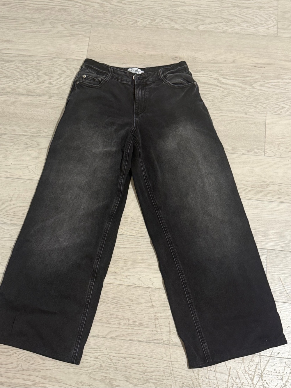 refuge Super Baggy Black Washed Jeans